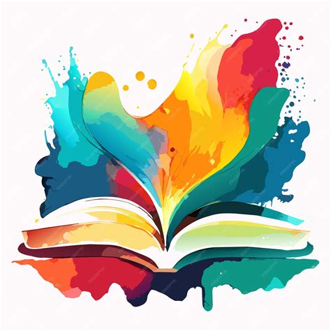 Premium Vector | Brightly colored open book with watercolor splashs and ...