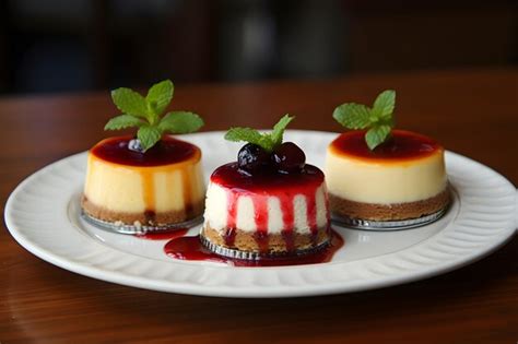 Premium AI Image | A Trio of Mini Cheesecakes