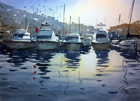 Live online watercolour demonstration by Tim Wilmot from 19th March 2015 - Harbour scene ...