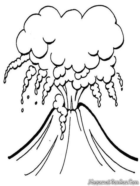 Gambar mewarnai bencana alam gunung meletus - Gambar mewarnai