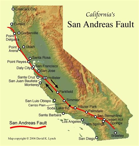 San Andreas Fault Line - Fault Zone Map and Photos