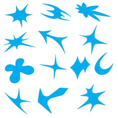 Vector set of Y2K stars, starburst and retro futuristic graphic ornaments for decoration ...