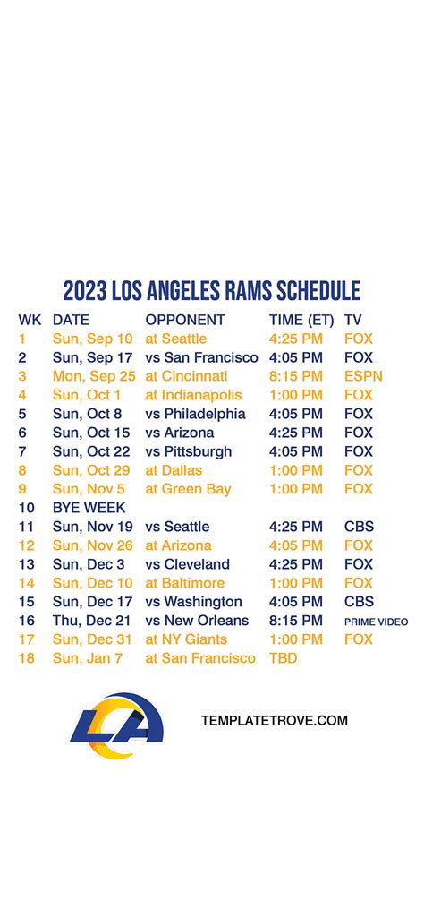 La Rams 2024 Schedule - Vikki Orelle