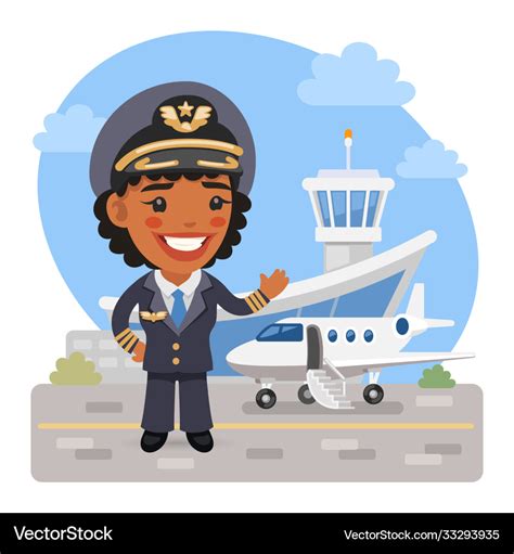 Cartoon woman airplane pilot Royalty Free Vector Image