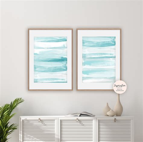 Aqua Wall Art Set of 2 Prints Calming Wall Art Beach House - Etsy UK