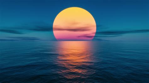 Sunset in the ocean Fantasy Wallpaper 4k HD ID:7835