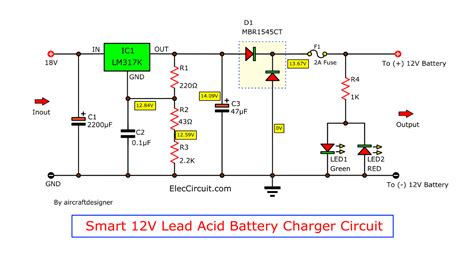 4 Lead acid battery charging circuit using LM317