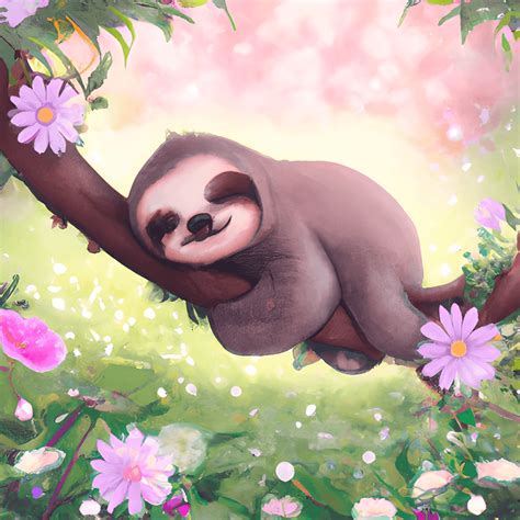 Adorable Sleepy Baby Sloth · Creative Fabrica