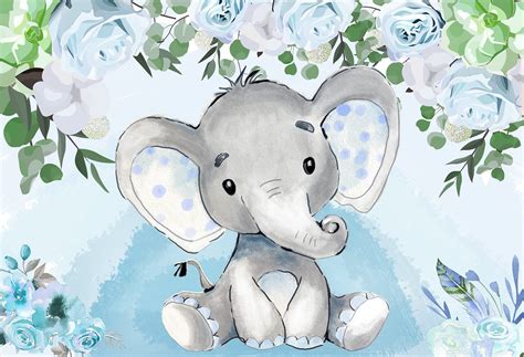 Buy Baby Shower Background Party Gift 6x5ft Baby Boy Elephant Dessert Table Backdrop Watercolor ...