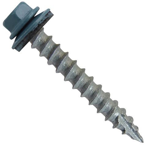 #14 Metal ROOFING SCREWS (250) Screws x 1-1/2" SLATE BLUE Hex Head Sheet Metal Roof Screw. Self ...