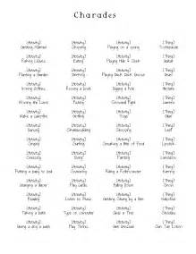 Charades For Adults Printable List