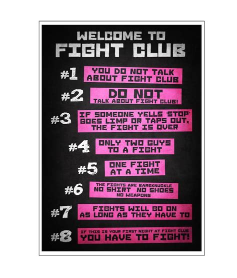 Fight Club Poster Rules Movie Print Alternative Wall Art | Etsy