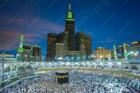 Skyline of MECCA SAUDI ARABIA,April-2018, royal clock tower in makkah,MECCA.clound background ...