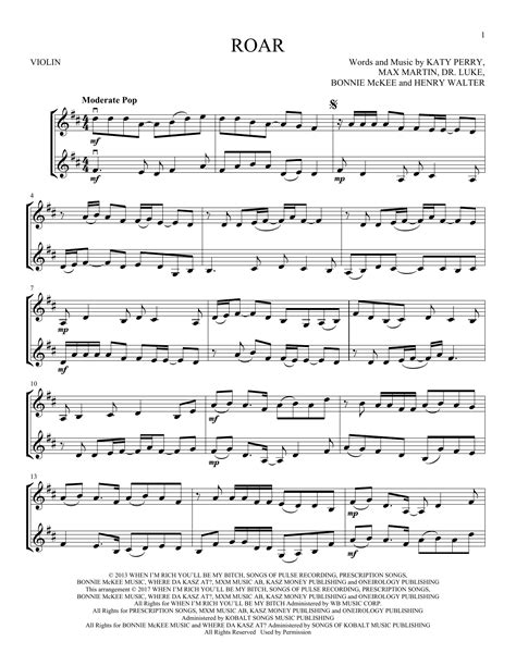 Katy Perry "Roar" Sheet Music Notes | Download Printable PDF Score 169662