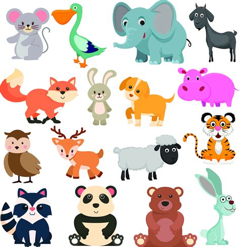 Animal Cartoon Clipart Cut Animals Digital Design Animal Graphic Design SVG Download Digital ...