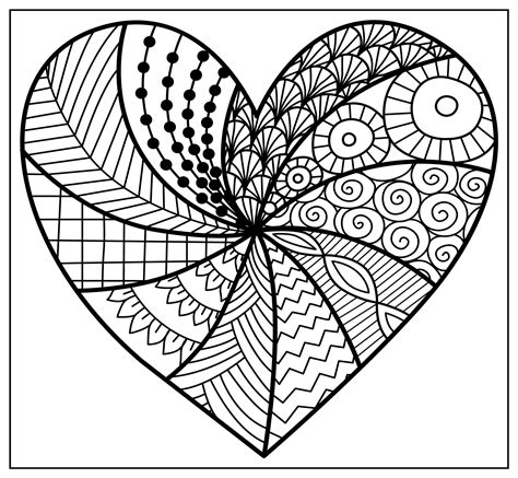 Huge Coloring Poster Heart Zentangle No. 5 - Etsy UK