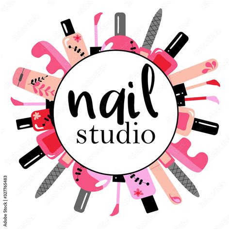 Vector logotype design for nail salon, studio, bar, spa, boutique. Nail art labels with sample ...