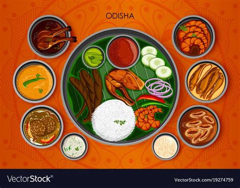 illustration of Traditional cuisine and food meal thali of Odisha India. Download a Free Preview ...