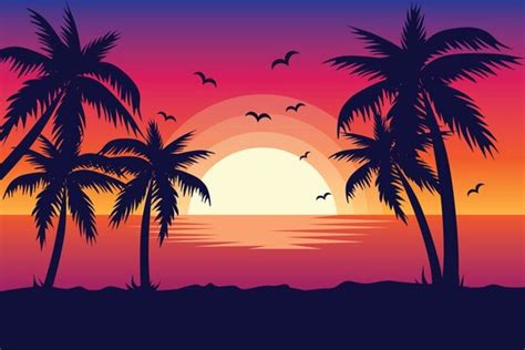 Hawaii Sunset Clipart Black