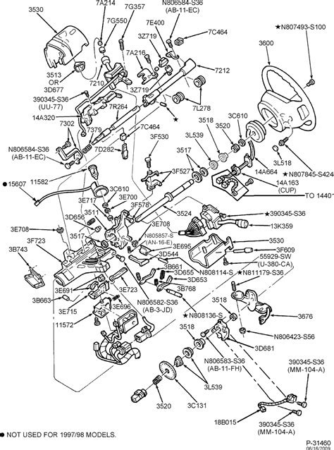 exploded view for the 1999 Ford F250 tilt | Steering Column Services