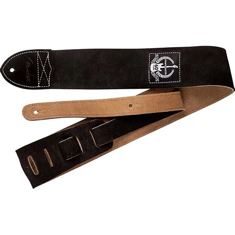 Fender 60th Anniversary Black Leather Guitar Strap | Musician's Friend