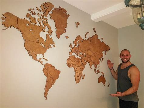 Wooden Wall Map made from scratch, by hand : r/DIY