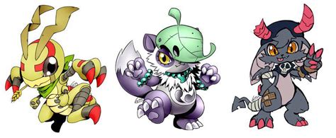 Three rookie level digimon designs by extyrannomon on Twitter. Why can ...