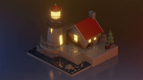 3D model low-poly blender lowpoly lighthouse | CGTrader