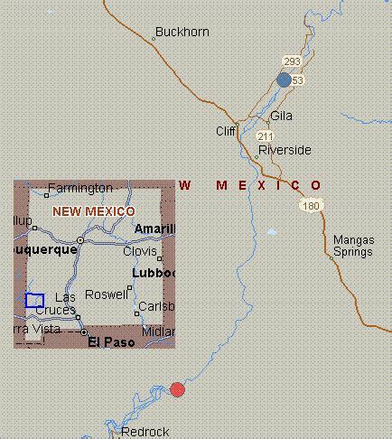 Map for Gila River, New Mexico, white water, Forest Road 809 to Redrock