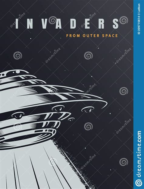 VIntage Alien Invasion Poster Stock Vector - Illustration of futuristic ...