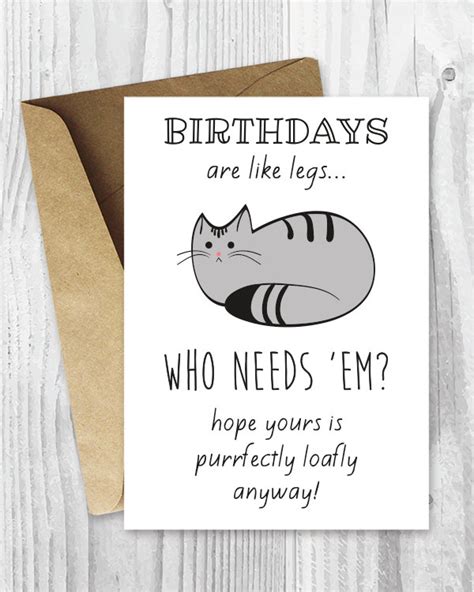 Funny Birthday Cards Cat Birthday Printable Cards Digital