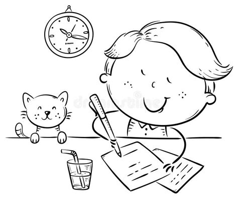 Boy Writing Homework Clipart