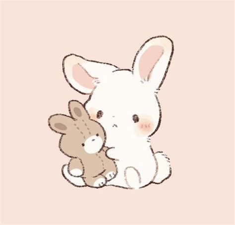 a drawing of a rabbit and a stuffed animal on a pink background with the words moka - toki ...