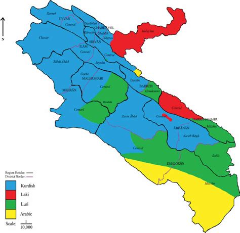 Map of Ilam Province, Iran, summarizing local perceptions of language... | Download Scientific ...