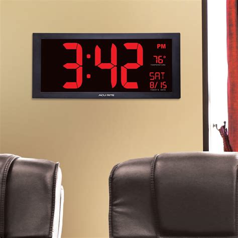 AcuRite 75100 Large Digital Clock with Indoor Temperature | LED Wall Clock with 72397751001 | eBay