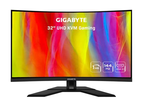 GIGABYTE M32UC 32" 144Hz (160Hz OC) 4K UHD Curved Gaming Monitor, SS VA, 3840x2160 Display, 1ms ...