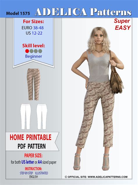 Sewing Pattern Capri Pants PDF