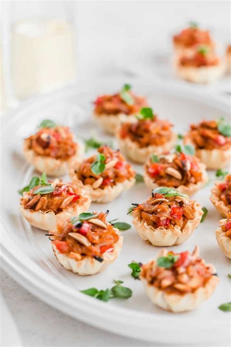 Easy Chicken Appetizers in Phyllo Cups with Sweet & Sour Sauce