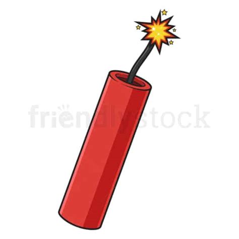 Cartoon Dynamite Stick With Lit Fuse Vector Clipart Graphic - FriendlyStock