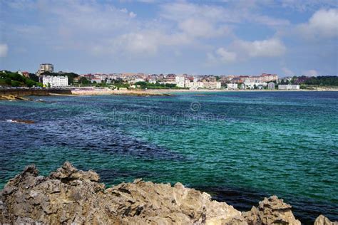 Cantabrian Coast in Santander, the Bay of Biscay, Atlantic Ocean, Spain Stock Image - Image of ...