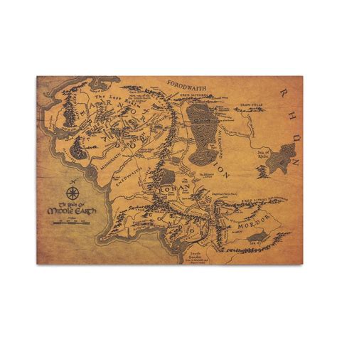 Buy Classic Middle Earth Map Poster 14 x 20 Inch UnFramed Map of Middle Earth Poster Kraft Paper ...