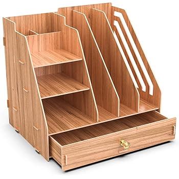 PBPKING Office Wooden Stationery Desk Tidy Storage Organizer Holder Sorter for A4 Papers, Books ...