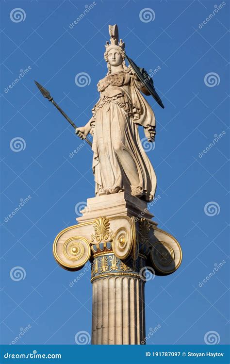 Athena Statue in Front of Academy of Athens, Greece Editorial Photography - Image of archeology ...