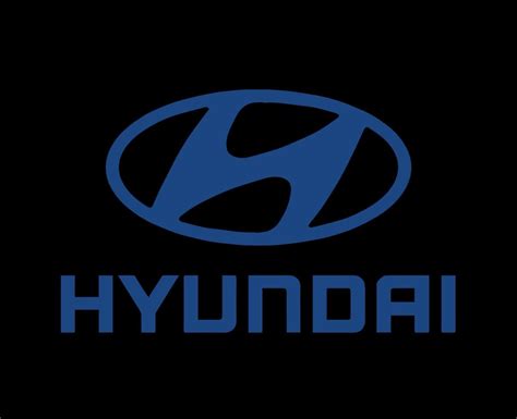 Hyundai Logo Brand Symbol With Name Black Design South Korean Car Automobile Vector Illustration ...