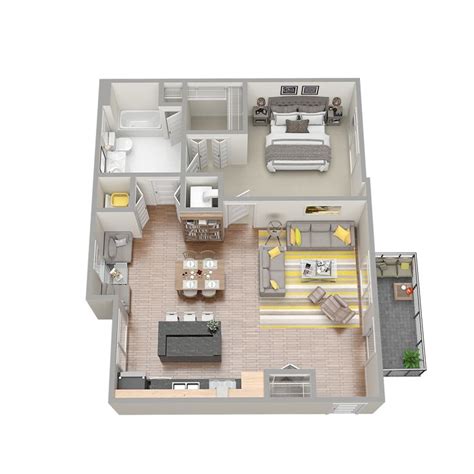 the floor plan for a two bedroom apartment with an attached kitchen and living room area