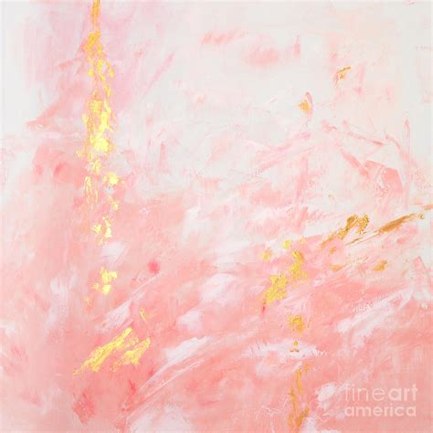 Pink Gold Abstract Painting Painting by Edit Voros | Pixels