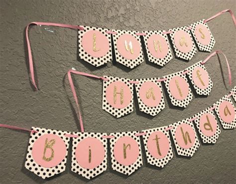 Girl Birthday Banner Pink Black and White Polka Dot Banner - Etsy