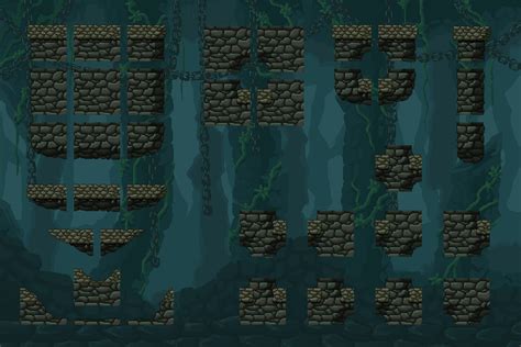 Dungeon Platformer Pixel Art Tileset - CraftPix.net