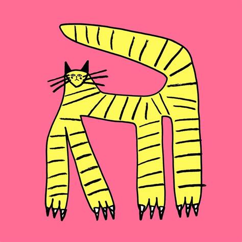 Yellow Cat. | Cat art illustration, Whimsical wall art, Cats illustration