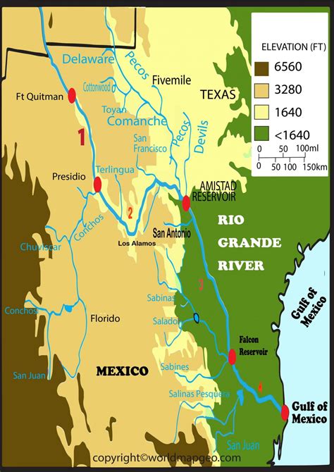 Rio Grande River Map Texas US Printable Map